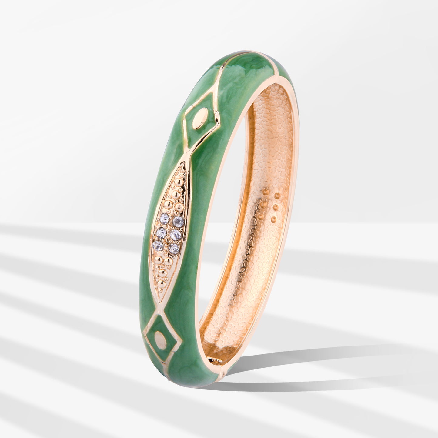 UJOY Cloisonne Bangle Emerald Bracelet Set in Rose Gold Gifts for Women Girls 223125
