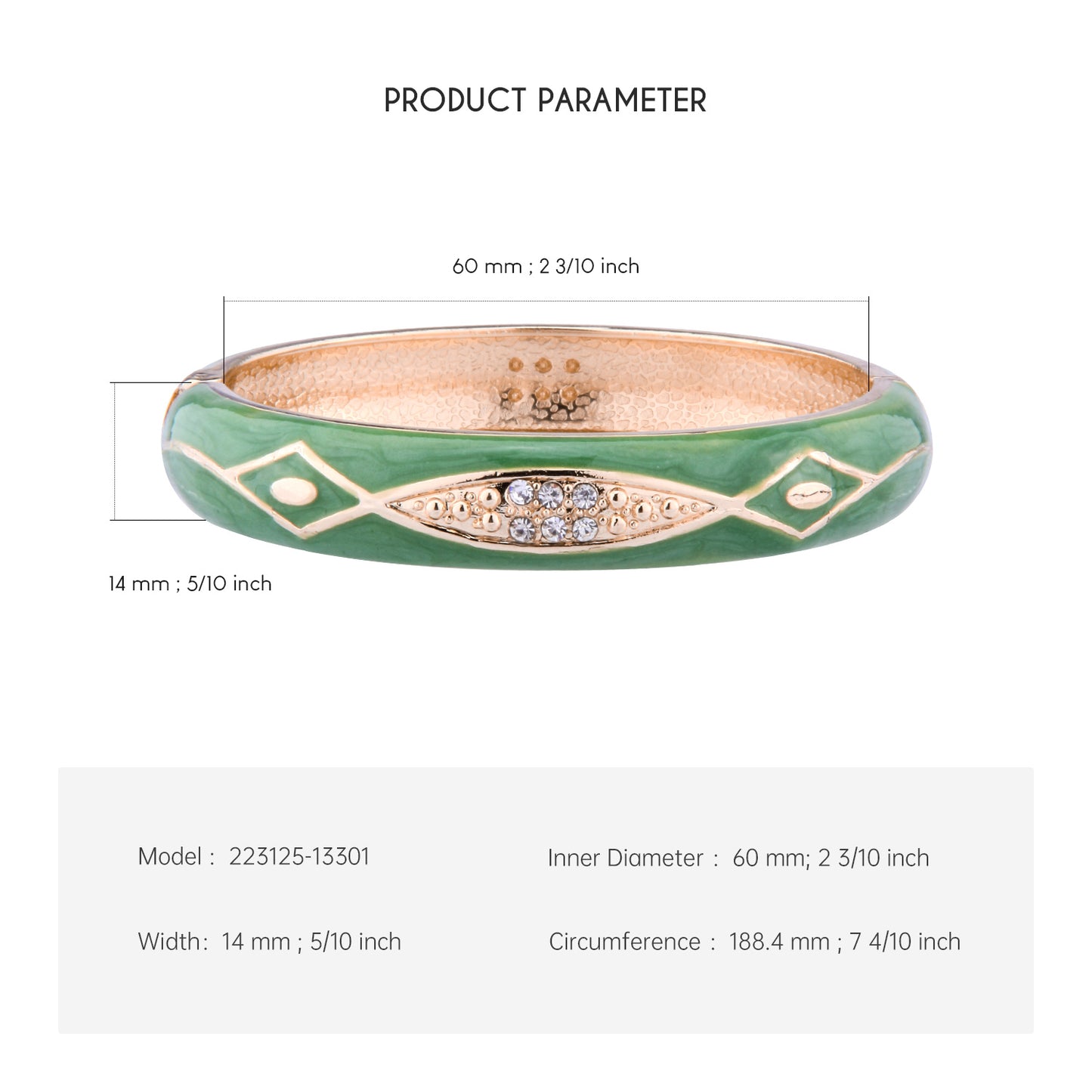 UJOY Cloisonne Bangle Emerald Bracelet Set in Rose Gold Gifts for Women Girls 223125