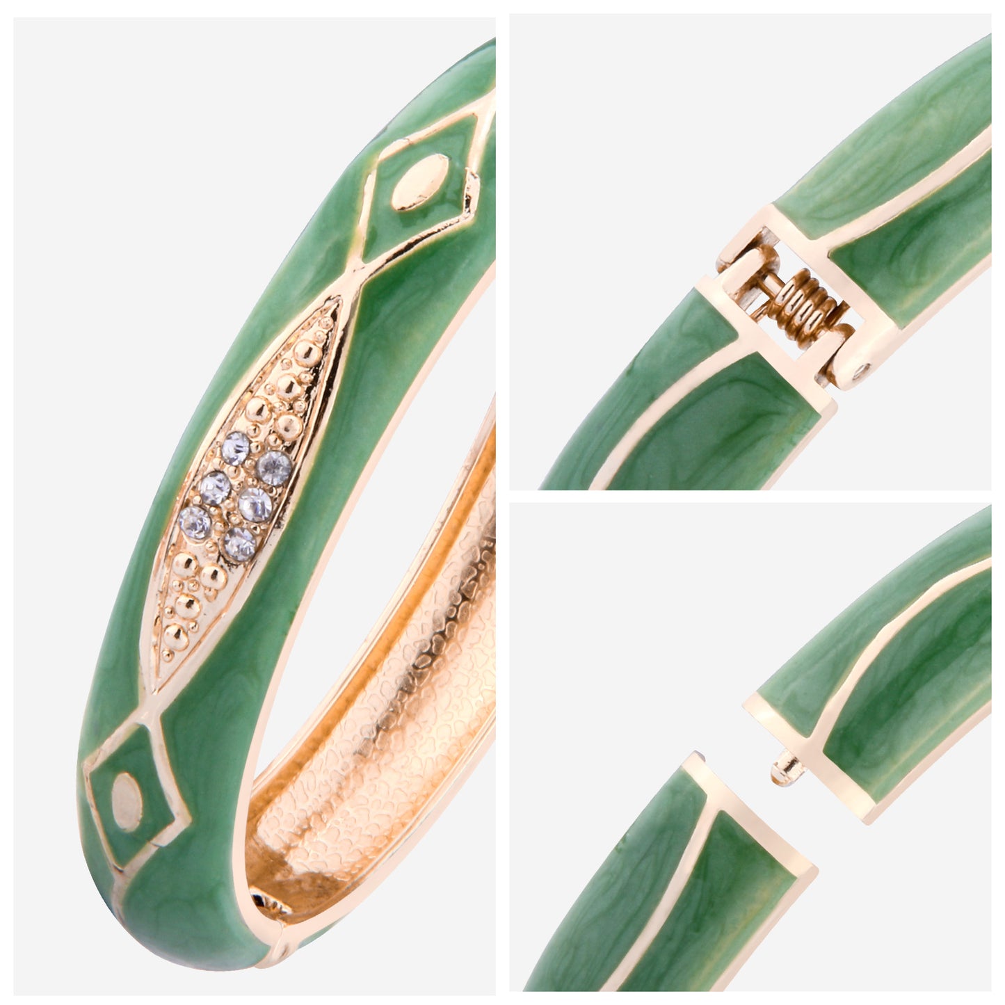 UJOY Cloisonne Bangle Emerald Bracelet Set in Rose Gold Gifts for Women Girls 223125