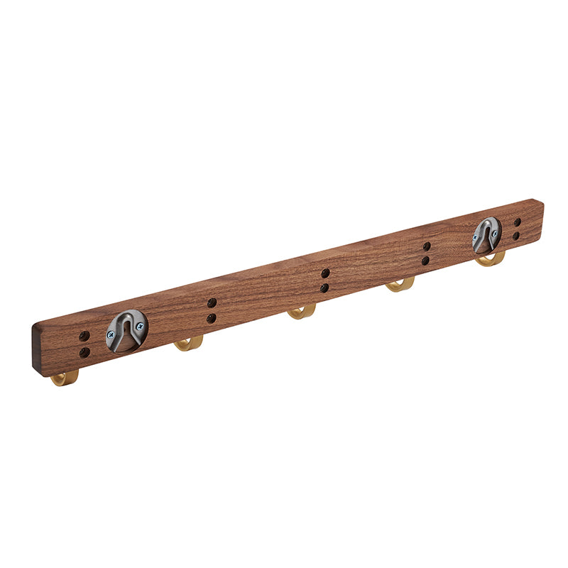SARIHOSY 5 J Shape Hook Rack Coat Rack Walnut Wood Gold Plated Hook Wall Mounted Rack for Bathroom Kitchen Living Room 101-5
