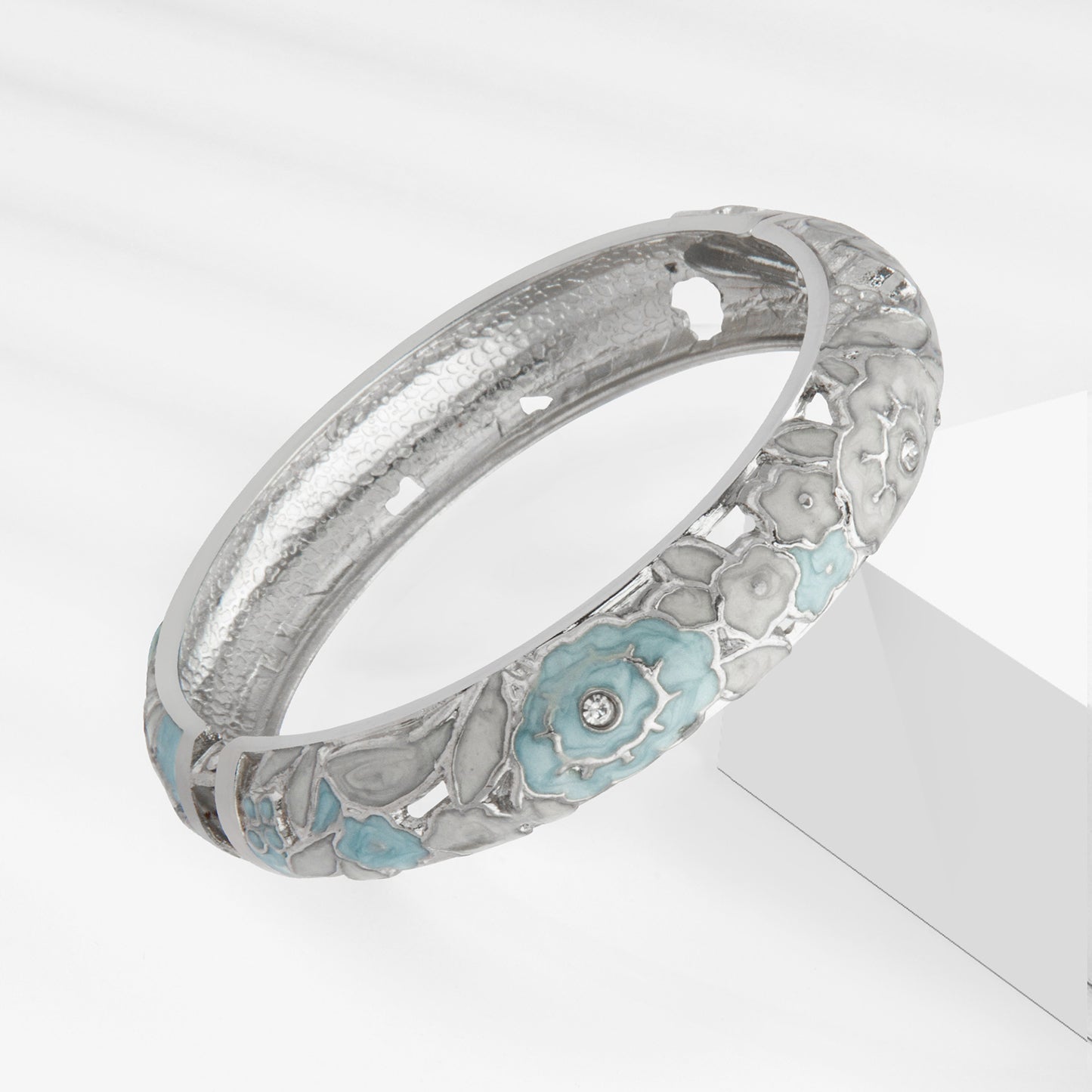 UJOY Cloisonne Bangle Multi-coloured Openwork Floral Inlay Bracelet Gifts for Women Girls 653145