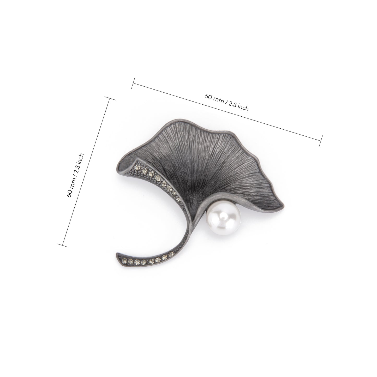 UJOY Silver Ginkgo Biloba Pearl Brooch Lapel Pin Wedding Accessories Brooch Pin Jewelry Gift for Wife Mom