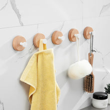 Load image into Gallery viewer, SARIHOSY Self-adhesive Hook Round Coat Hook Wood Wall Hook Bathroom Hook for Hallway Entrance Living Room Bedroom Decor Hook 122-WT