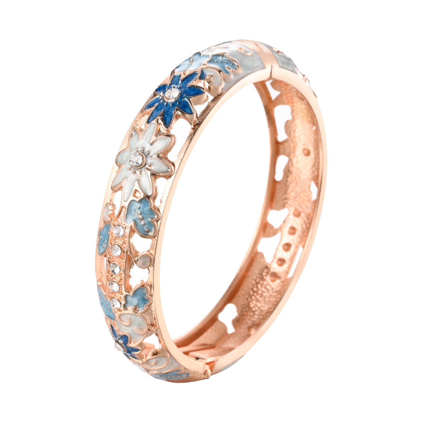 UJOY Bangles 6 Pcs Enamel Jewelry Different Colors Set Flower Gold Engraved Cloisonne Bracelets Pack in a Box 6 PCS
