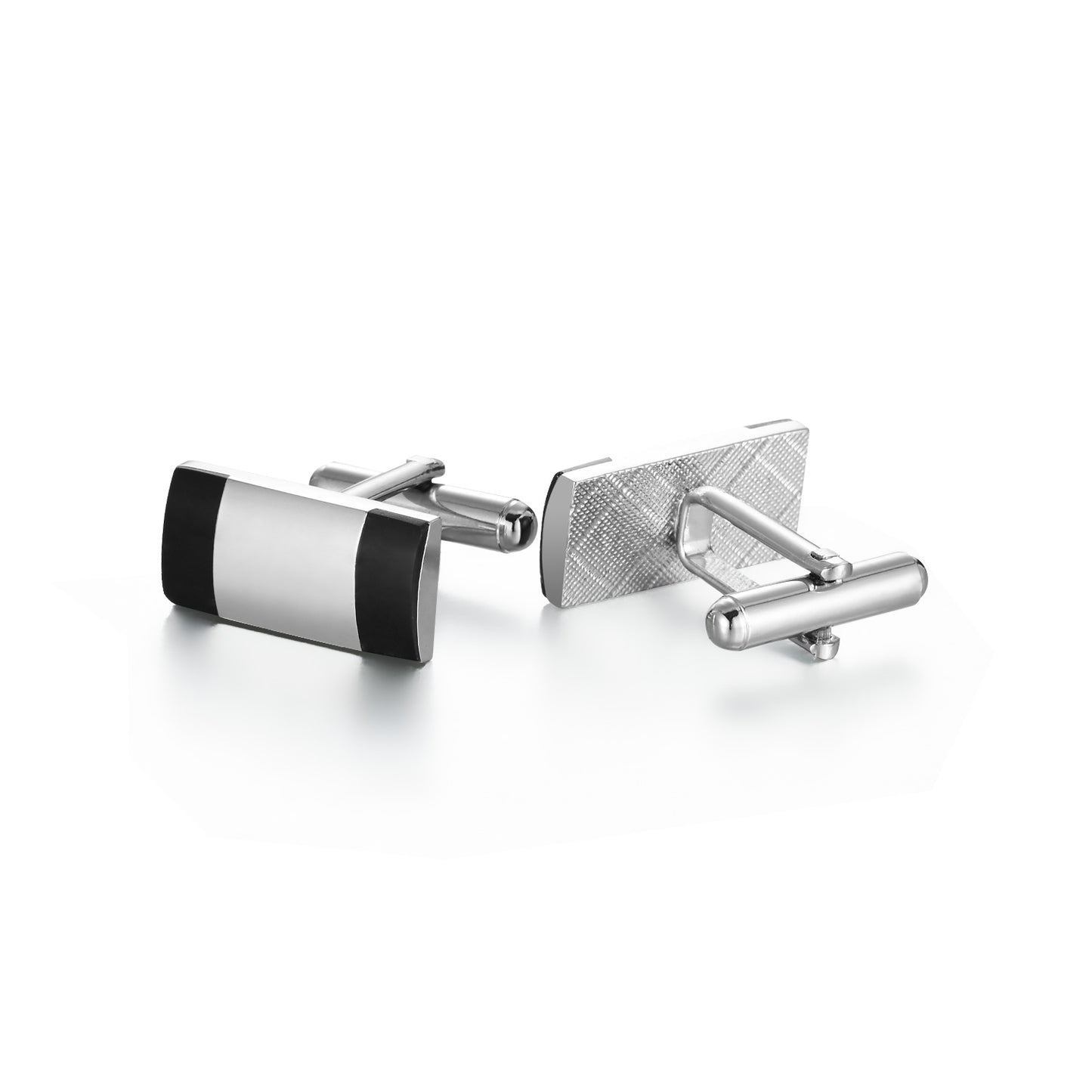 UJOY Silver Color with Black Lines Men's Jewelry Cufflinks Shirts for Weddings, Business, Dinner