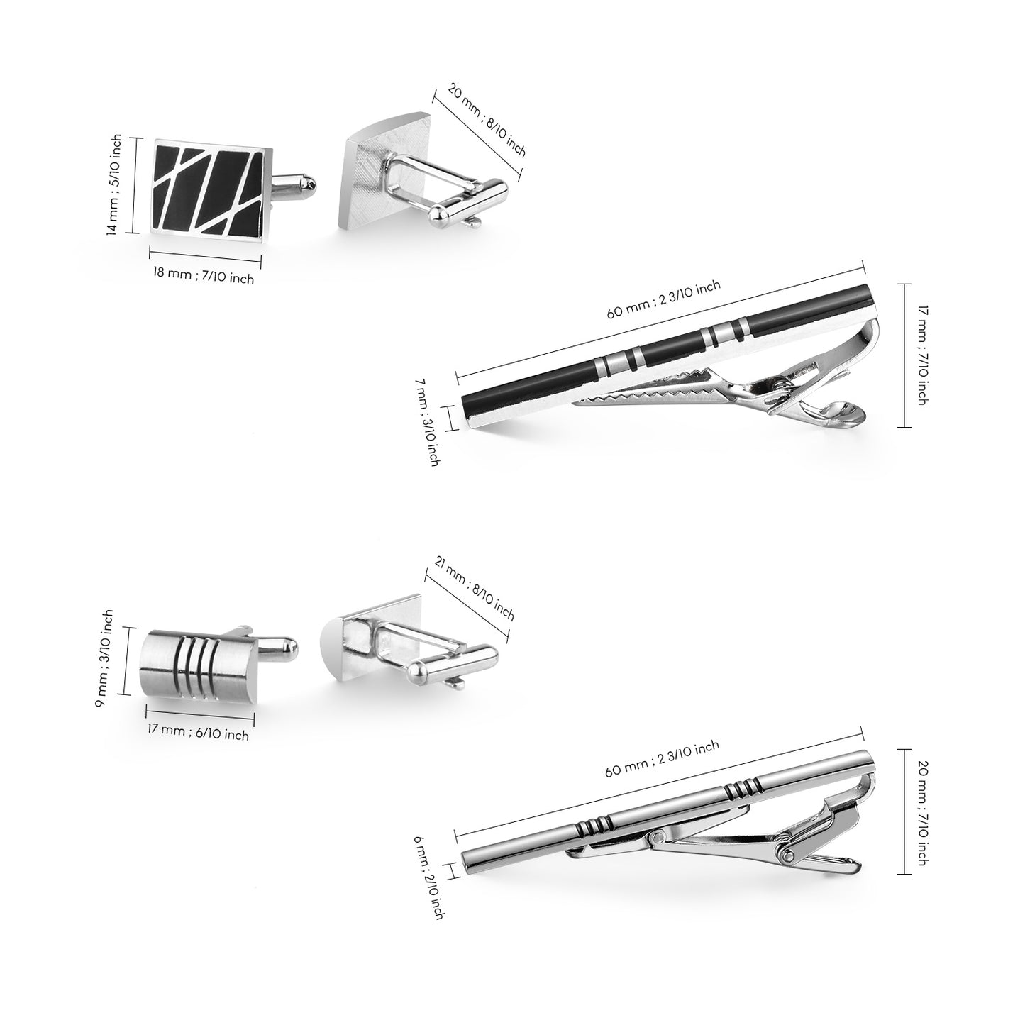 UJOY Cufflinks and Tie Pin Clips Set in Gift Box Enamel Classic Design