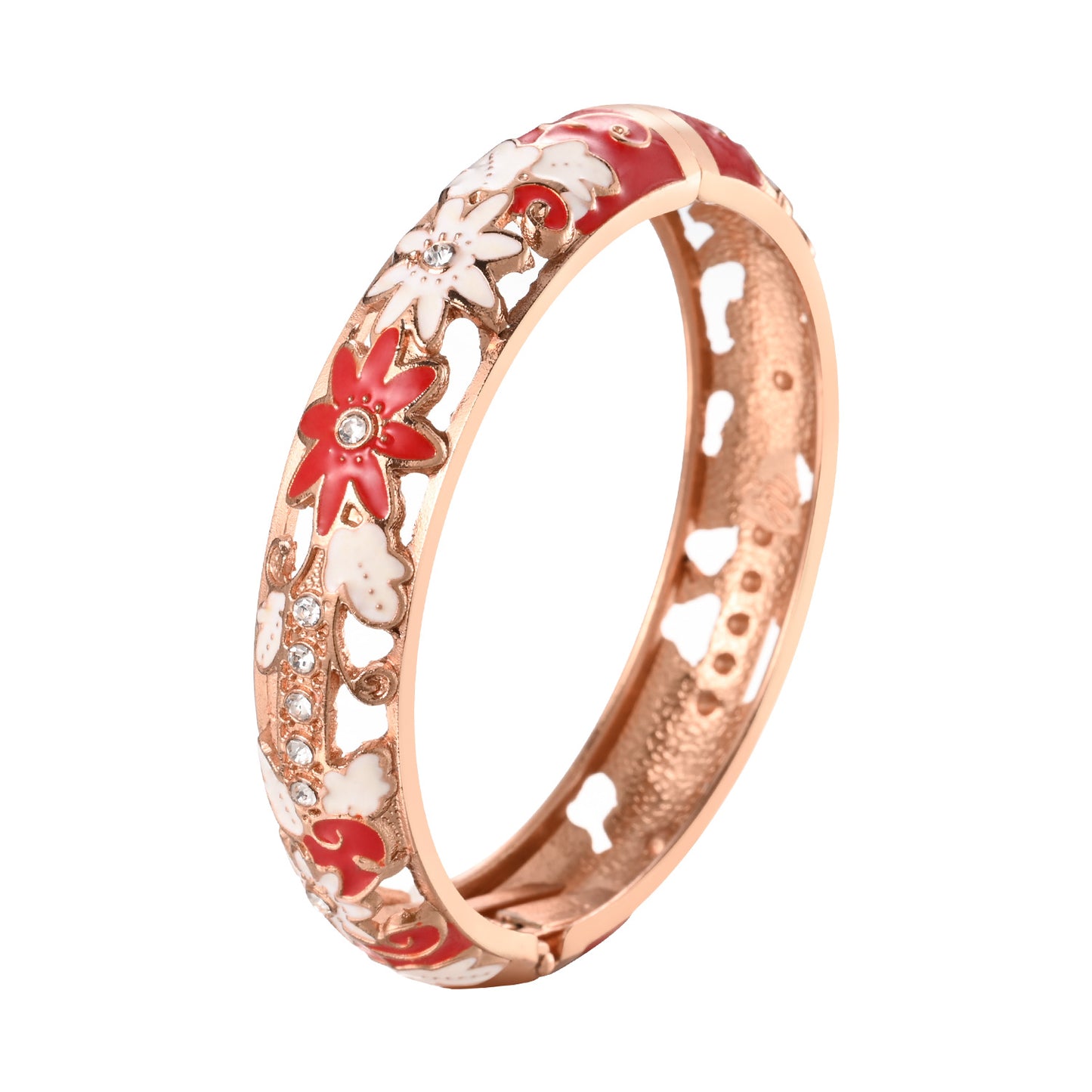 UJOY Bangles 6 Pcs Enamel Jewelry Different Colors Set Flower Gold Engraved Cloisonne Bracelets Pack in a Box 6 PCS