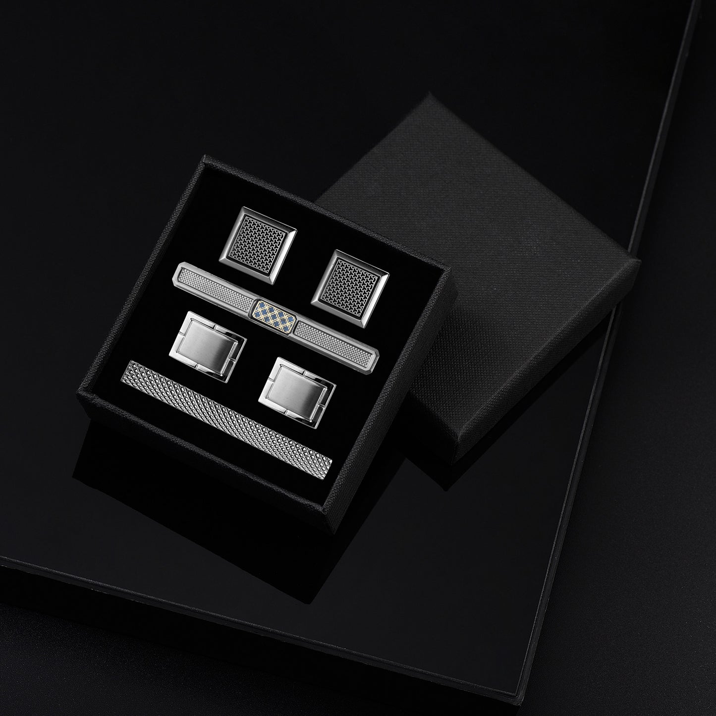 UJOY Cufflinks and Studs Set 4 Colors Shirt Tuxedo Buttons Packed in Cufflink Box for Men