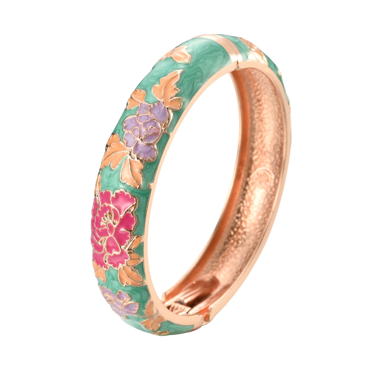 UJOY Different Colors Enamel Jewelry Set Golden Flower Engraved 8 PCS Cloisonne Bracelets in a Box