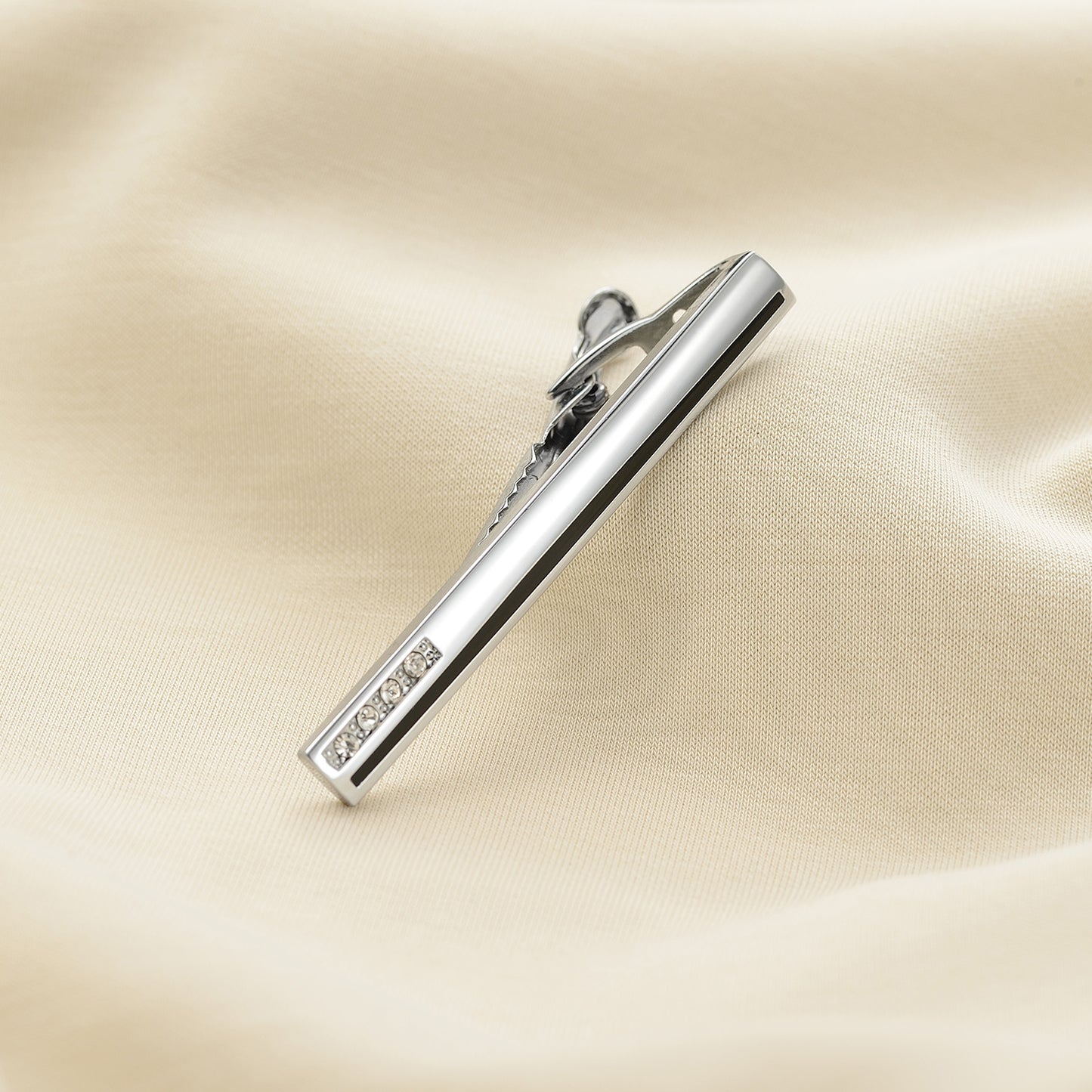 UJOY Tie Clips for Men, 3 Pcs Tie Bars Pinch Clip Set Silver Black 2.3 Inches Business Shirt Necktie Parts