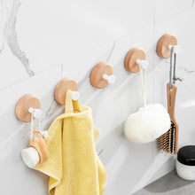 Load image into Gallery viewer, SARIHOSY Self-adhesive Hook Round Coat Hook Wood Wall Hook Bathroom Hook for Hallway Entrance Living Room Bedroom Decor Hook 122-WT