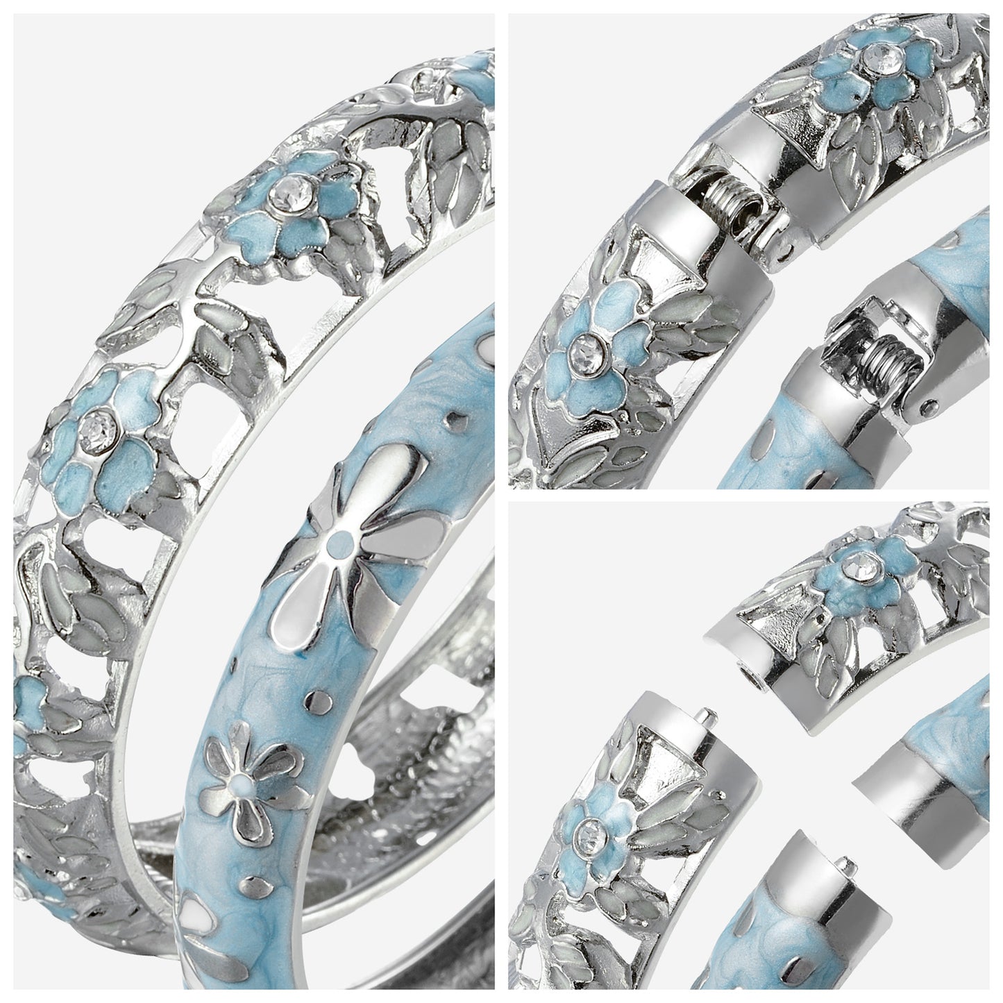 UJOY Fashion Cloisonne Bracelets Gold Plated Butterfly Filigree Enameled Womens Gifts Bangles Spring Hinged