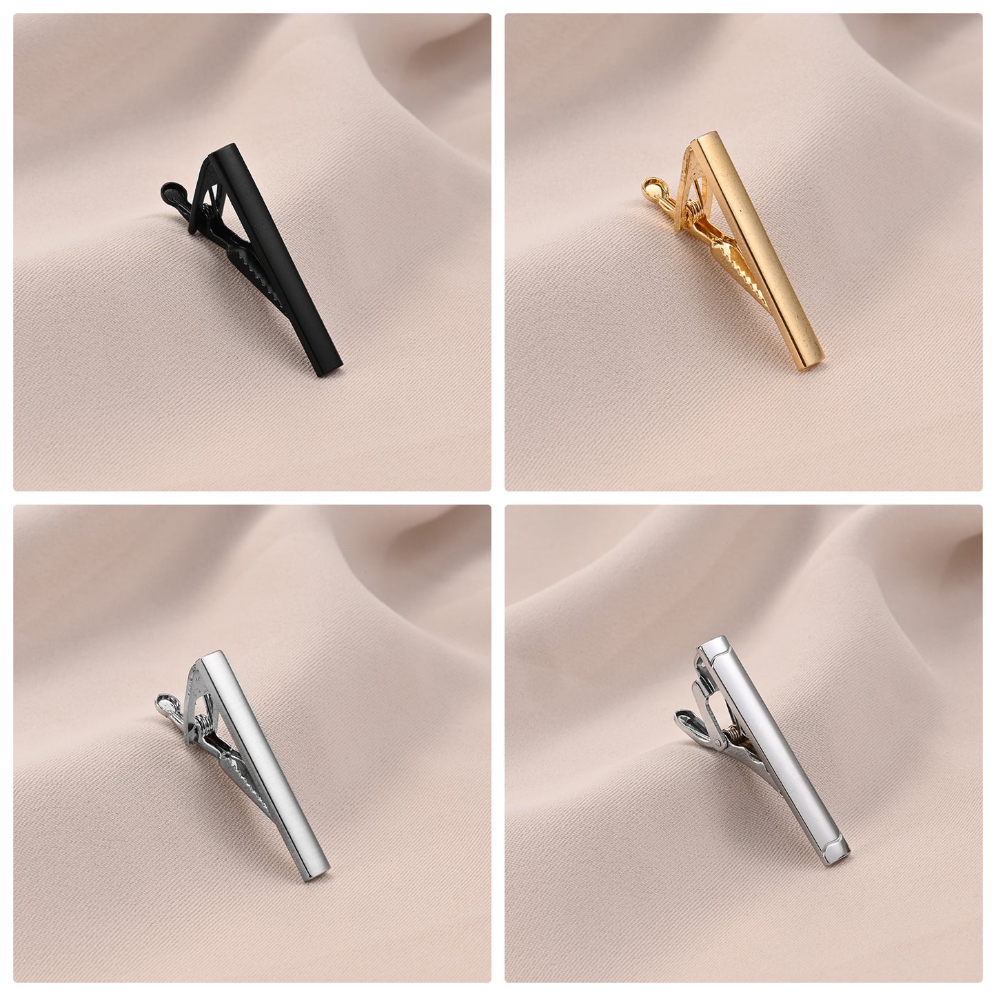UJOY Classic Style Men's Tie Clips, Viaky Neck Ties Necktie Bar Pinch Clip with Gold Silver Black, Best Gifts for Your Father, Lover and Friends in Anniversary, Wedding, Party, Meeting