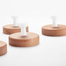 Load image into Gallery viewer, SARIHOSY Self-adhesive Hook Round Coat Hook Wood Wall Hook Bathroom Hook for Hallway Entrance Living Room Bedroom Decor Hook 122-WT