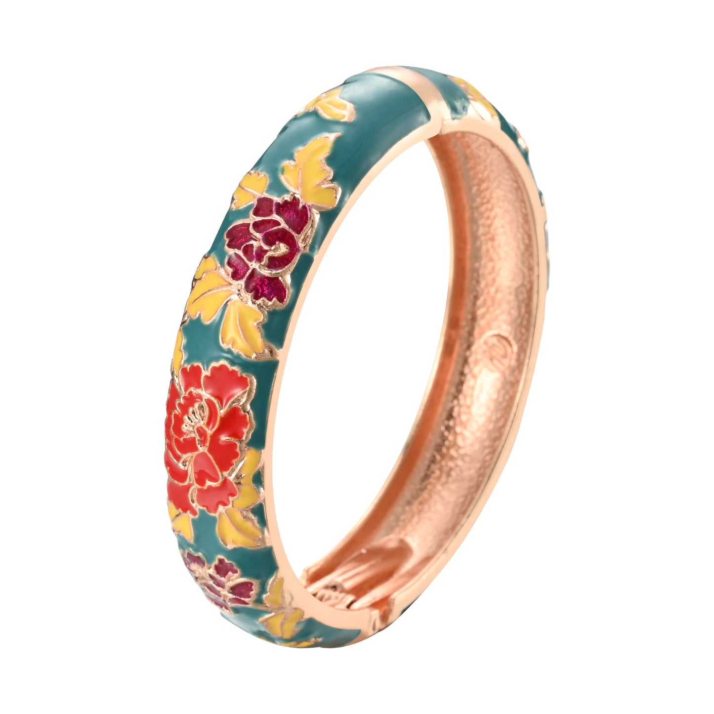UJOY Different Colors Enamel Jewelry Set Golden Flower Engraved 8 PCS Cloisonne Bracelets in a Box