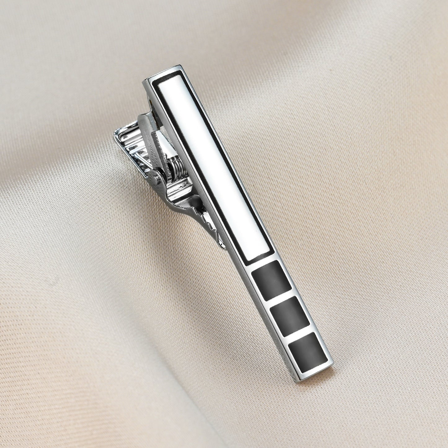 UJOY Tie Clips for Men 4 Pcs Tie Bars Pinch Clip Set Silver 2.3 Inches Business Shirt Necktie Parts