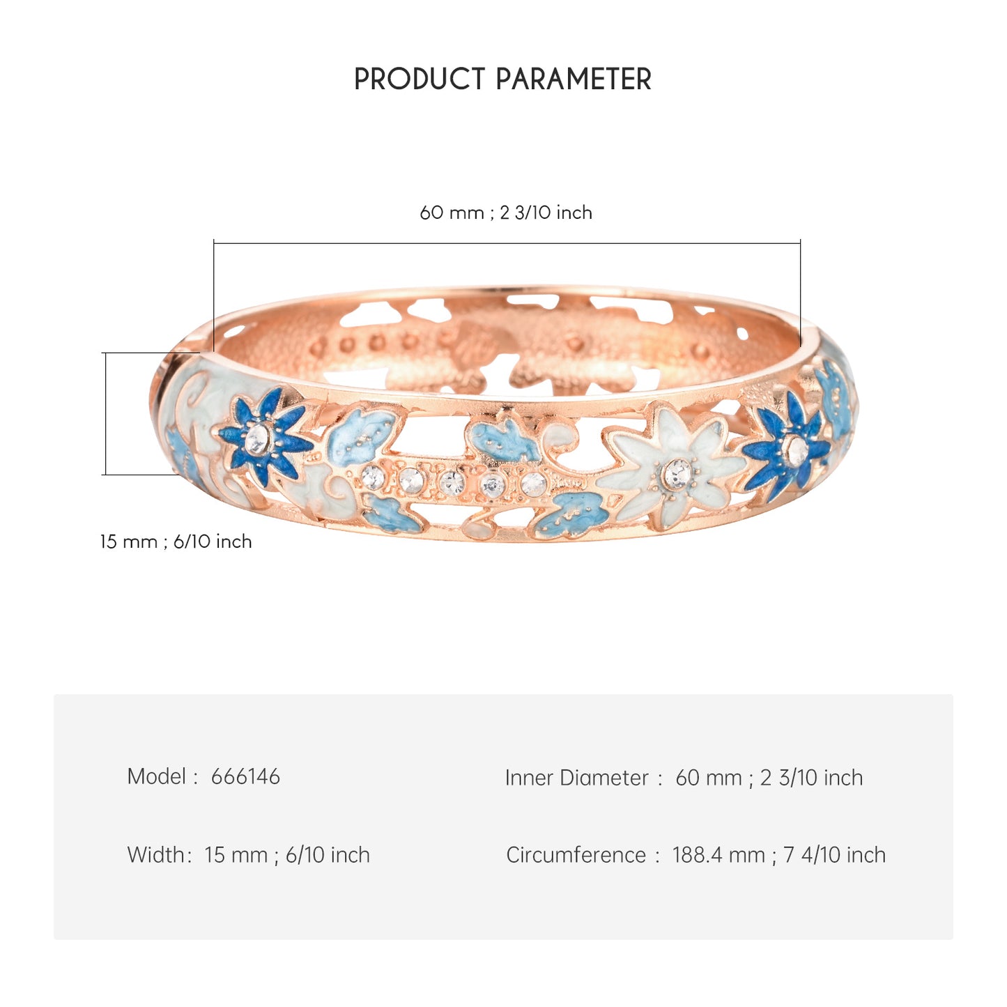 UJOY Bangles 6 Pcs Enamel Jewelry Different Colors Set Flower Gold Engraved Cloisonne Bracelets Pack in a Box 6 PCS