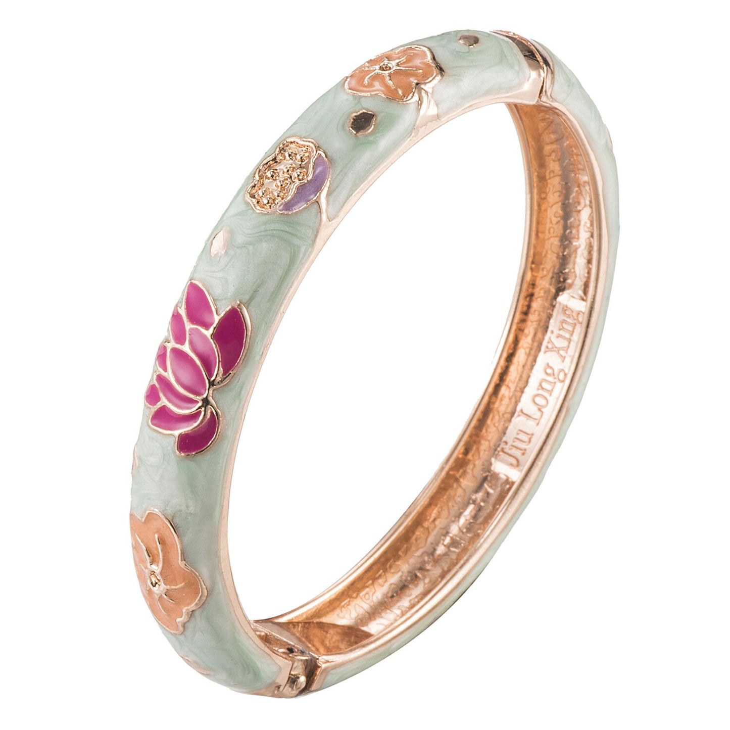 UJOY Elegant Bangles High Quality Flowers Bracelet Jewelry Women‘s Gift Traditional Chinese Cloisonne Lotus Accessories