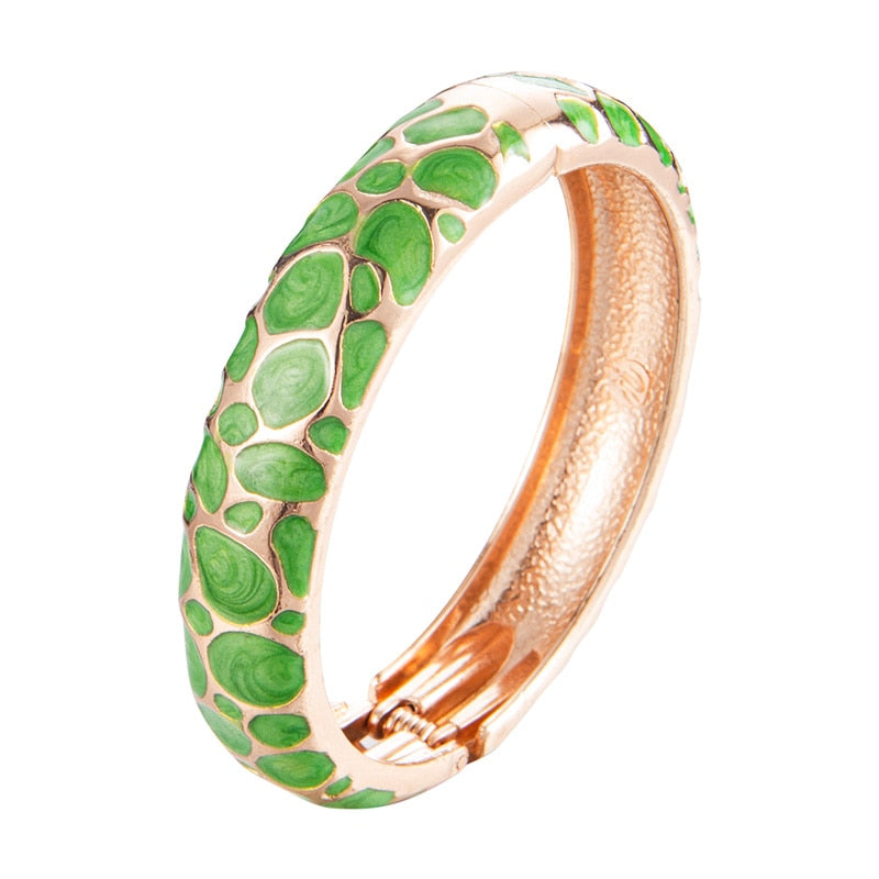 UJOY Enameled Bangle On Hand Geometric Bracelets For Women Cuff Femal Bangles Classic Designer Jewelry Accessories Vintage Gifts