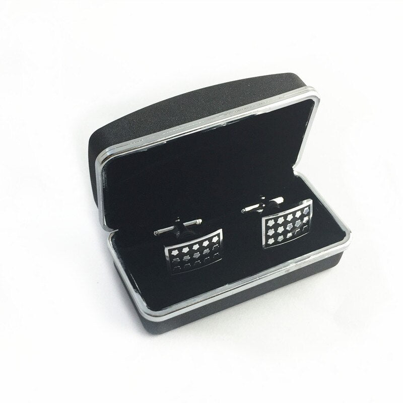 UJOY Black cufflinks boxes for man shinning classic design plastic box velvet inner high quality gift box CTB015