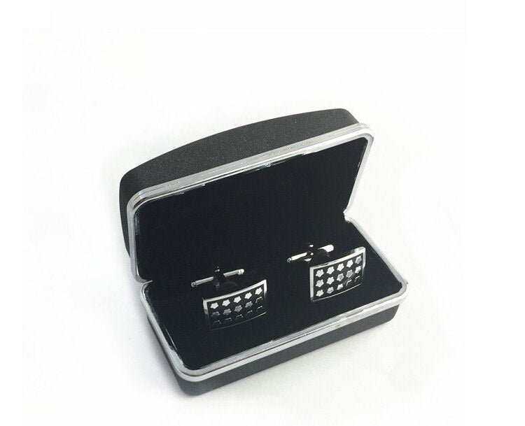 UJOY Black cufflinks boxes for man shinning classic design plastic box velvet inner high quality gift box CTB015