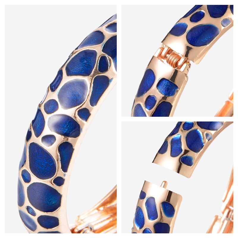 UJOY Enameled Bangle On Hand Geometric Bracelets For Women Cuff Femal Bangles Classic Designer Jewelry Accessories Vintage Gifts