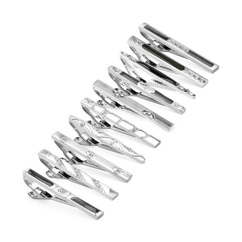 10 PCS Tie Clips Set With Gift Box Metal Man Shirt Cufflinks Wedding Guests Gifts Men's Gift For Husband Luxury Jewelry Business