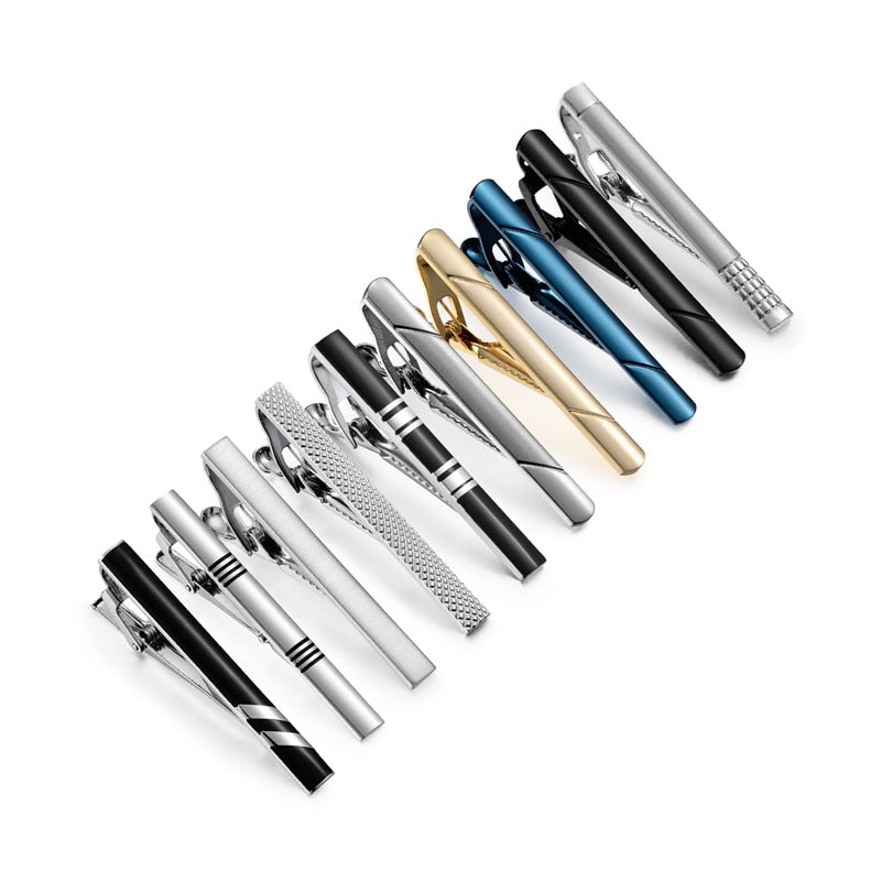 10 PCS Tie Clips Set With Gift Box Metal Man Shirt Cufflinks Wedding Guests Gifts Men's Gift For Husband Luxury Jewelry Business
