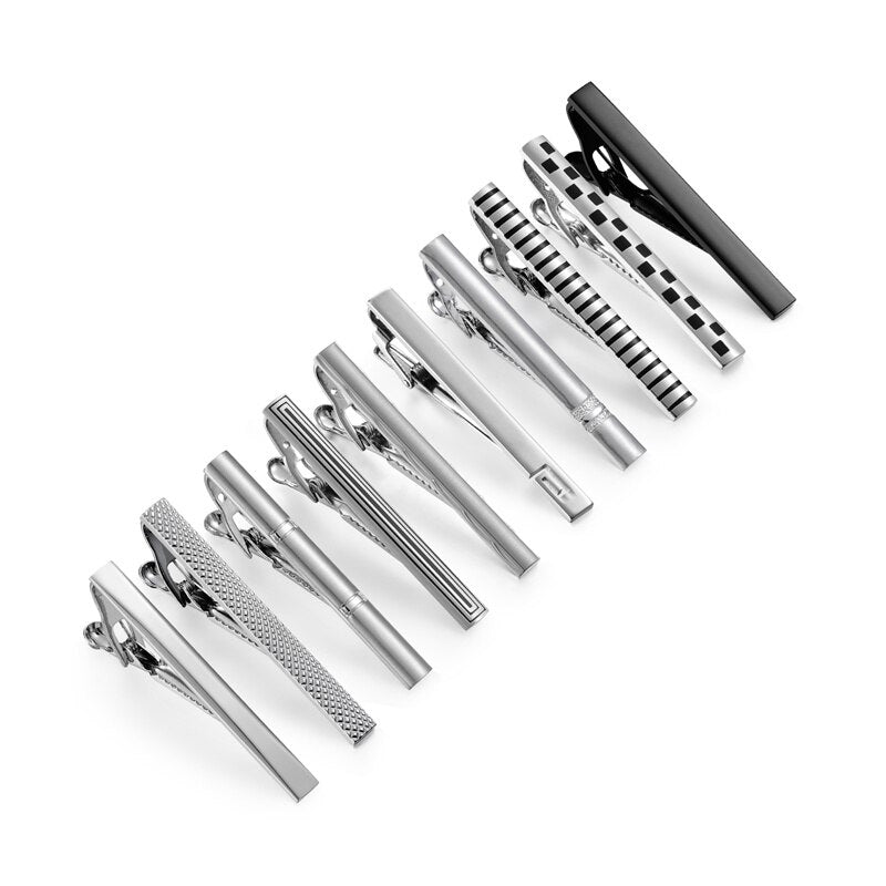 10 PCS Tie Clips Set With Gift Box Metal Man Shirt Cufflinks Wedding Guests Gifts Men's Gift For Husband Luxury Jewelry Business