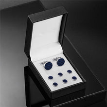 Load image into Gallery viewer, Wedding Man Cuff Link Set Luxury Man Shirt Cufflinks Blue Clock Wed Cufflink Shirts Studs Button And Cufflinks For Mens Tie Clip
