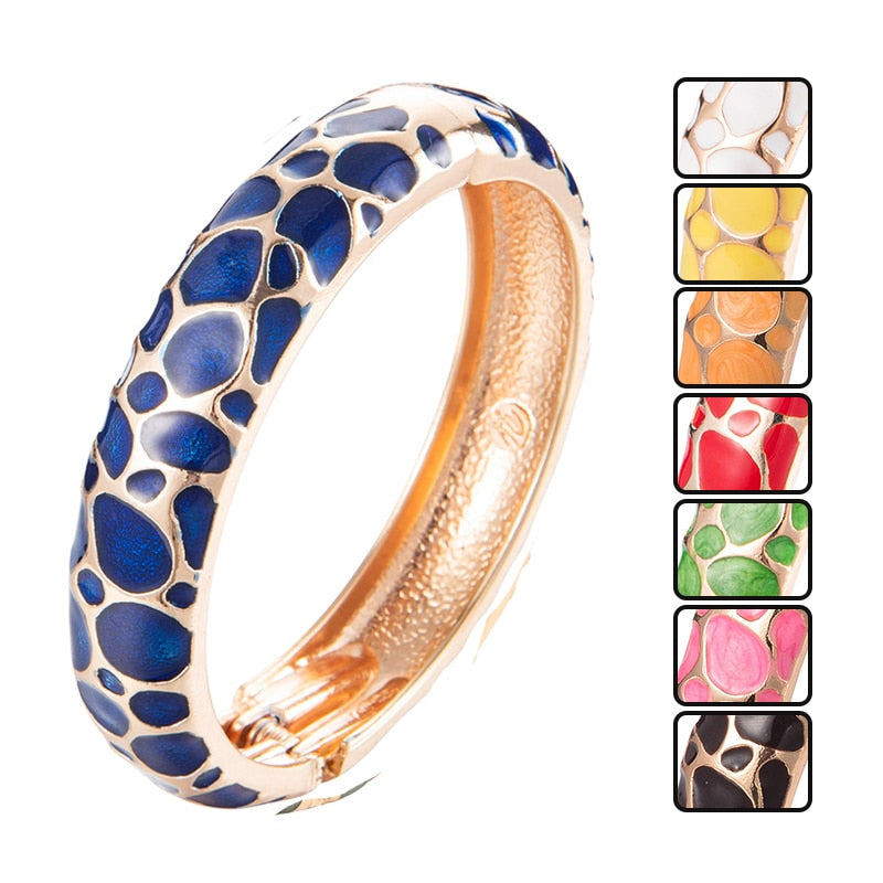 UJOY Enameled Bangle On Hand Geometric Bracelets For Women Cuff Femal Bangles Classic Designer Jewelry Accessories Vintage Gifts