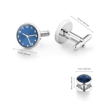 Load image into Gallery viewer, Wedding Man Cuff Link Set Luxury Man Shirt Cufflinks Blue Clock Wed Cufflink Shirts Studs Button And Cufflinks For Mens Tie Clip