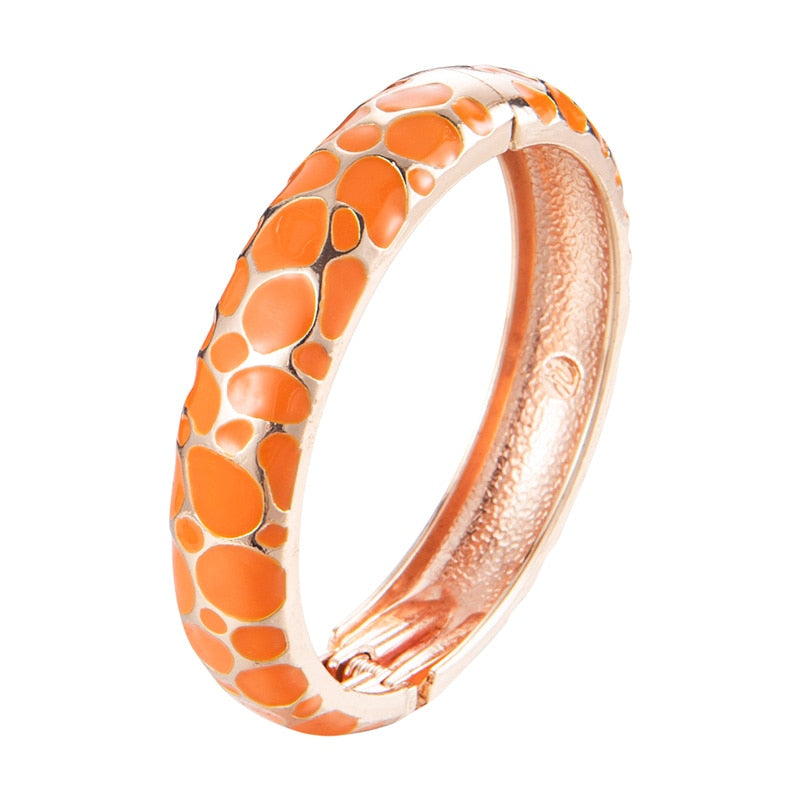 UJOY Enameled Bangle On Hand Geometric Bracelets For Women Cuff Femal Bangles Classic Designer Jewelry Accessories Vintage Gifts