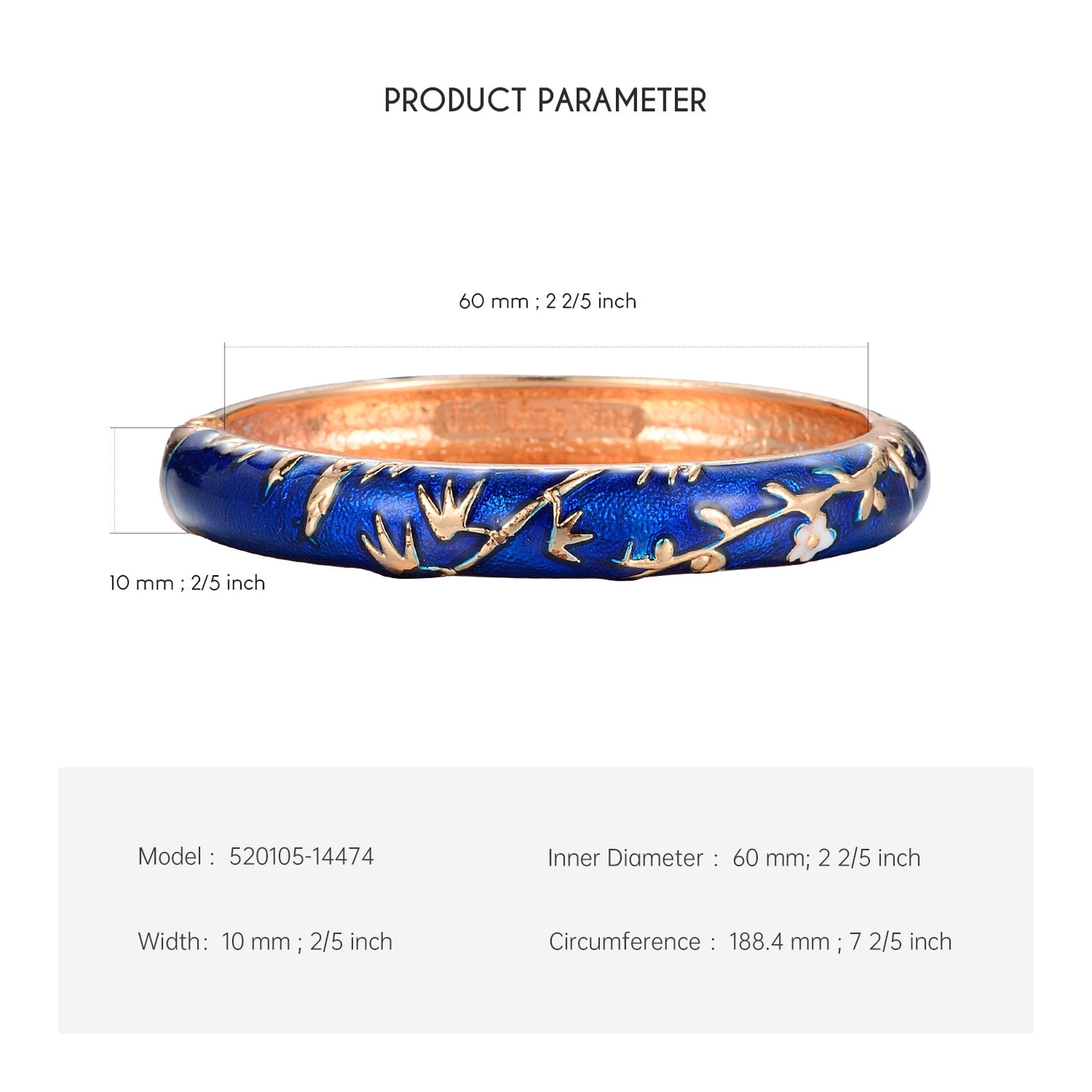 UJOY Women's Bangle Bracelet Golded Alloy Hinged Flower Enameled Cloisonne Jewelry
