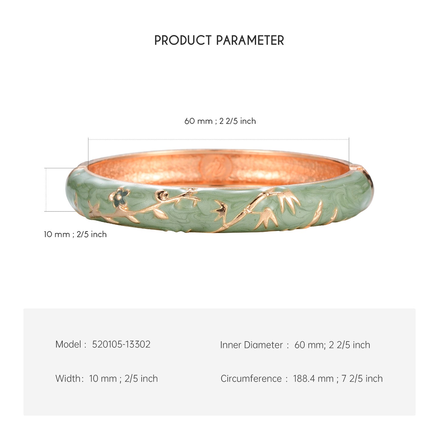 UJOY Women's Bangle Bracelet Golded Alloy Hinged Flower Enameled Cloisonne Jewelry