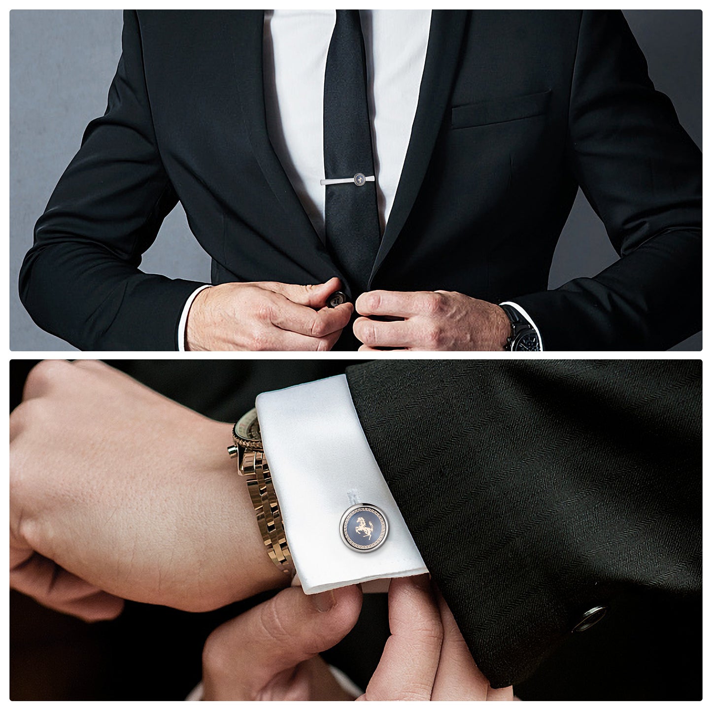 UJOY Cufflinks and Studs Set Blanks Blue Color Shirt Tuxedo Buttons Packed in Cufflink Box for Men