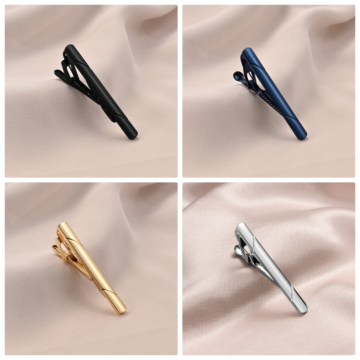 UJOY Tie Clips for Men, 8 Pcs Tie Bars Pinch Clip Colorful Set 2.3 Inches Business Shirt Necktie Parts