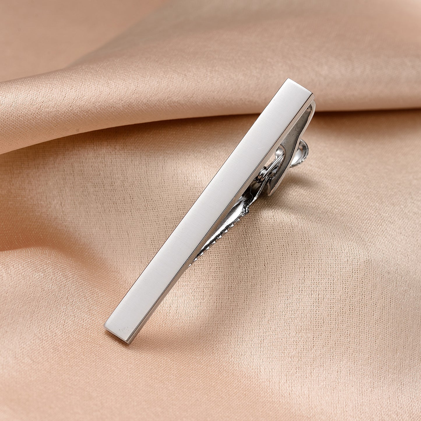 UJOY Tie Clips for Men, 4 Pcs Tie Bars Pinch Clip Set Silver Black 2.3 Inches Business Shirt Necktie Parts