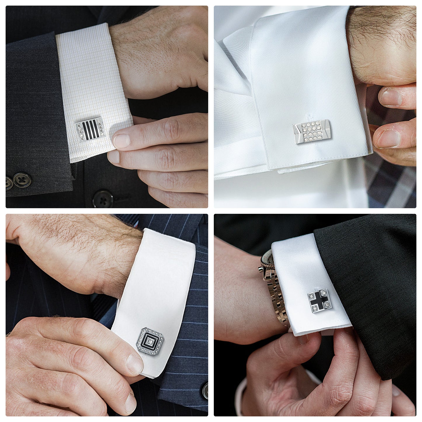 UJOY Tie Clip Shirts Cufflinks Combo Set Business Parts Necktie Pins Bars Cuff Links Box for Men