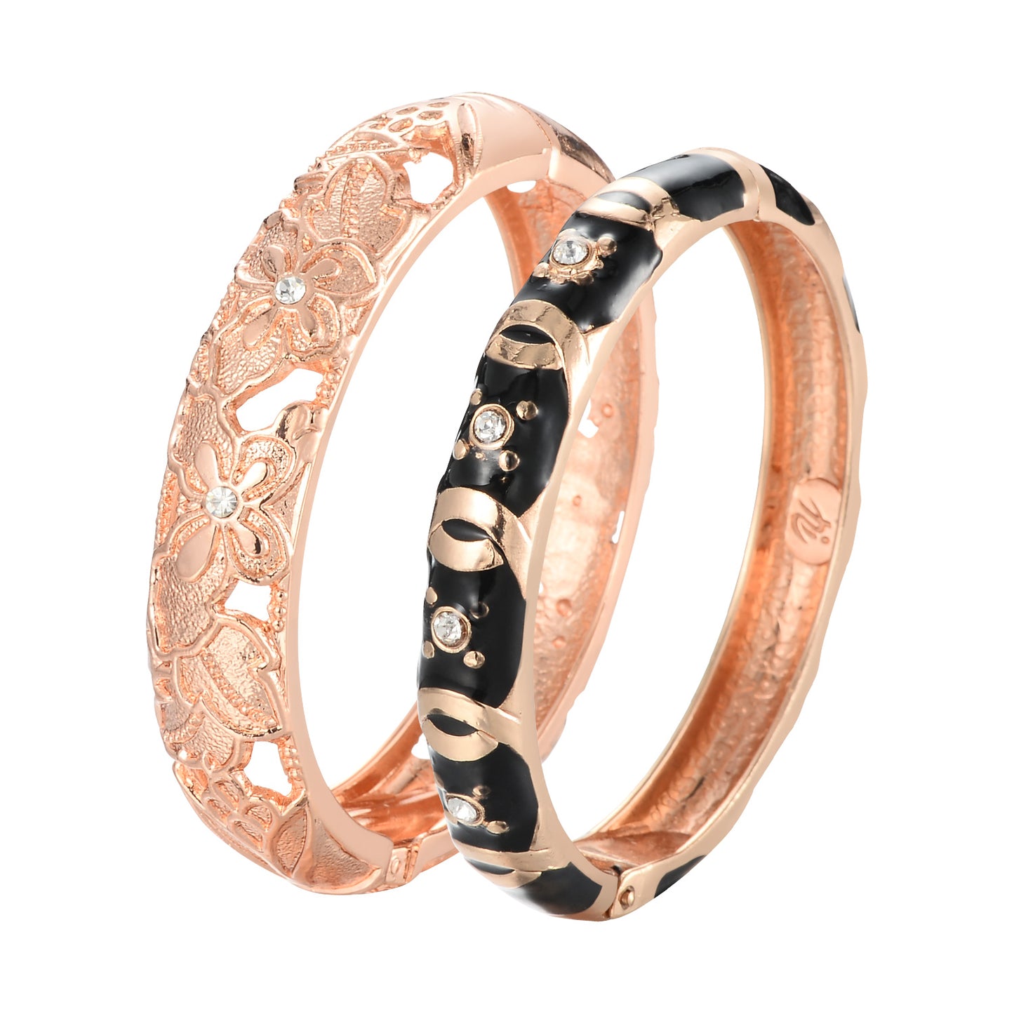 UJOY Set of Fashion Cloisonne Bracelets Gold Plated Butterfly Filigree Enameled Womens Gifts Bangles