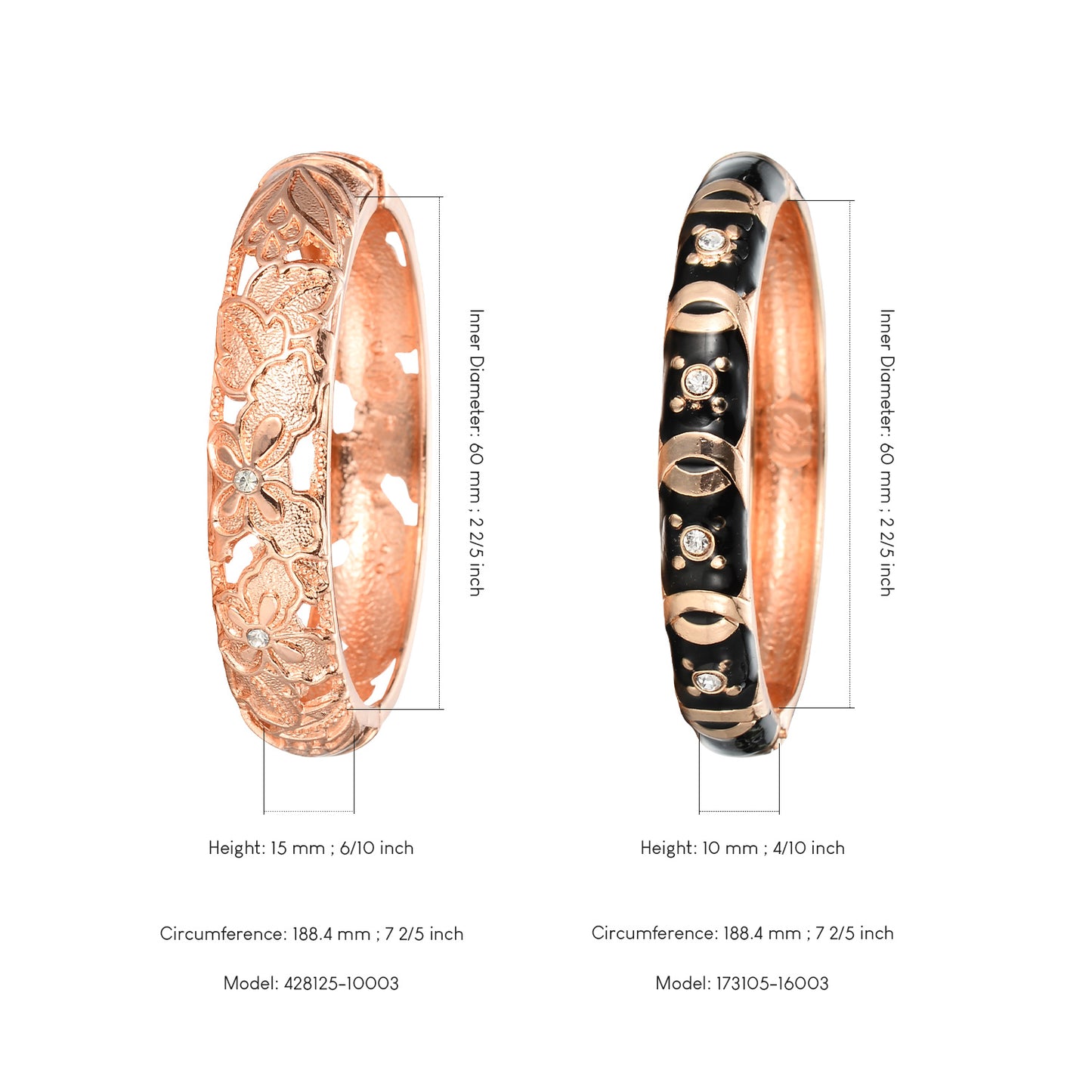 UJOY Set of Fashion Cloisonne Bracelets Gold Plated Butterfly Filigree Enameled Womens Gifts Bangles