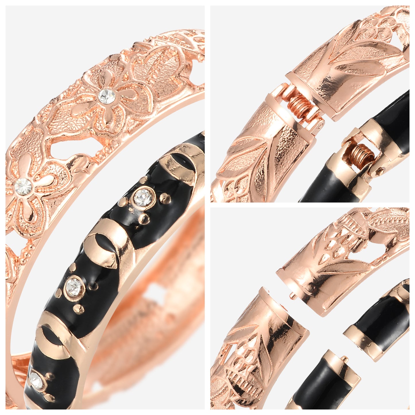 UJOY Set of Fashion Cloisonne Bracelets Gold Plated Butterfly Filigree Enameled Womens Gifts Bangles