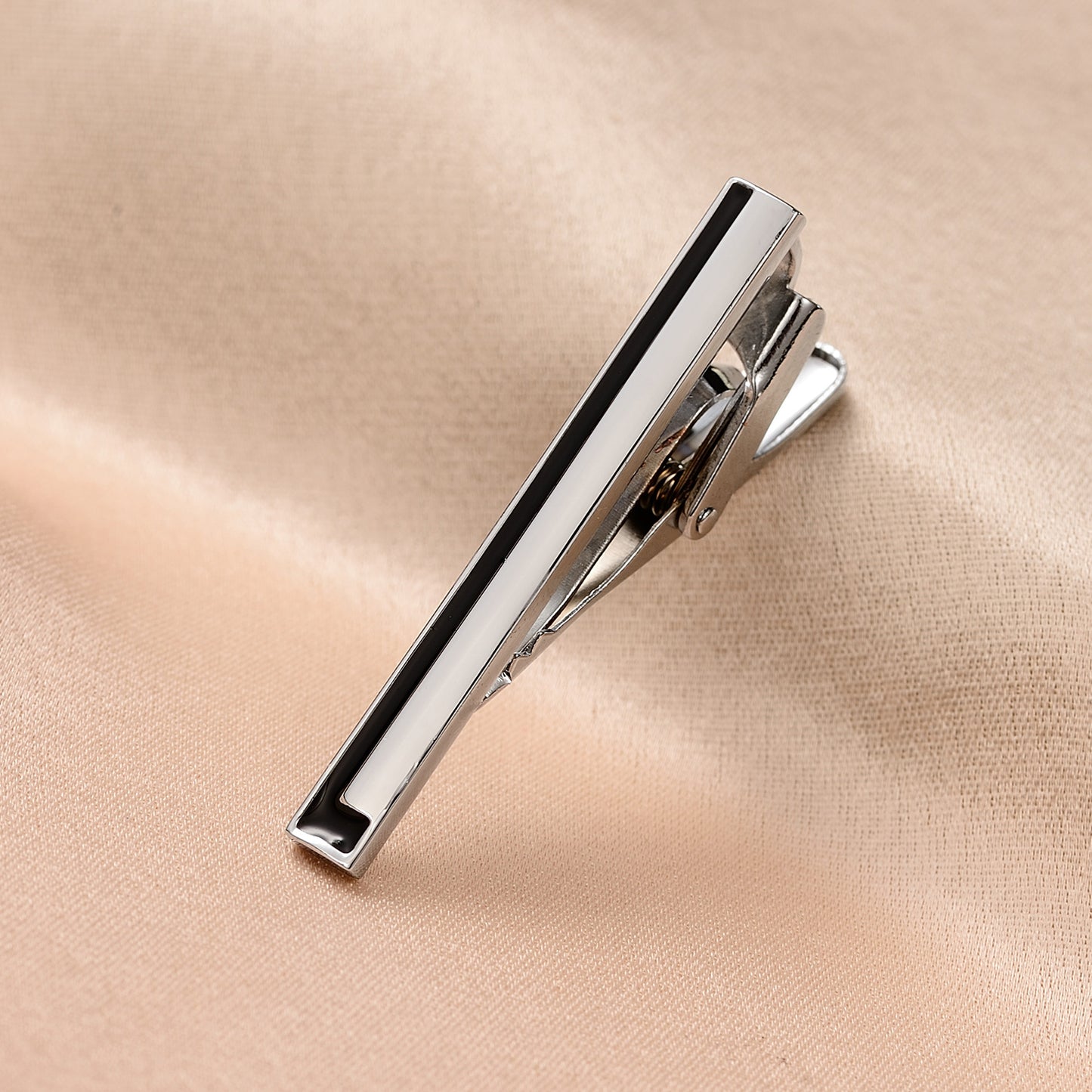 UJOY Tie Clips for Men, 3 Pcs Tie Bars Pinch Clip Set Silver Black 2.3 Inches Business Shirt Necktie Parts