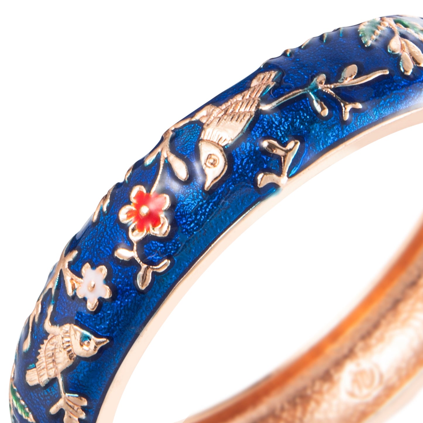 UJOY Colors Handcraft Jewelry Cloisonne Bracelet Enamel Bird Flower Spring Hinged Womens Bangles