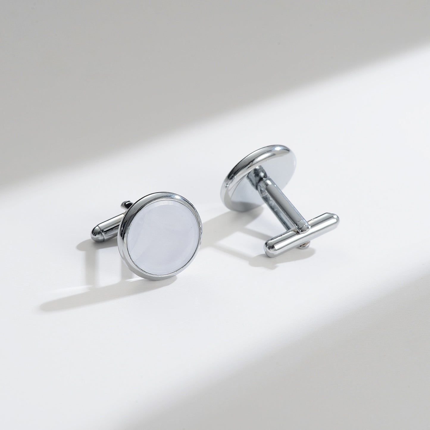 UJOY Cufflinks and Studs Set Blanks Round 4 Colors Shirt Tuxedo Buttons Packed in Cufflink Box for Men