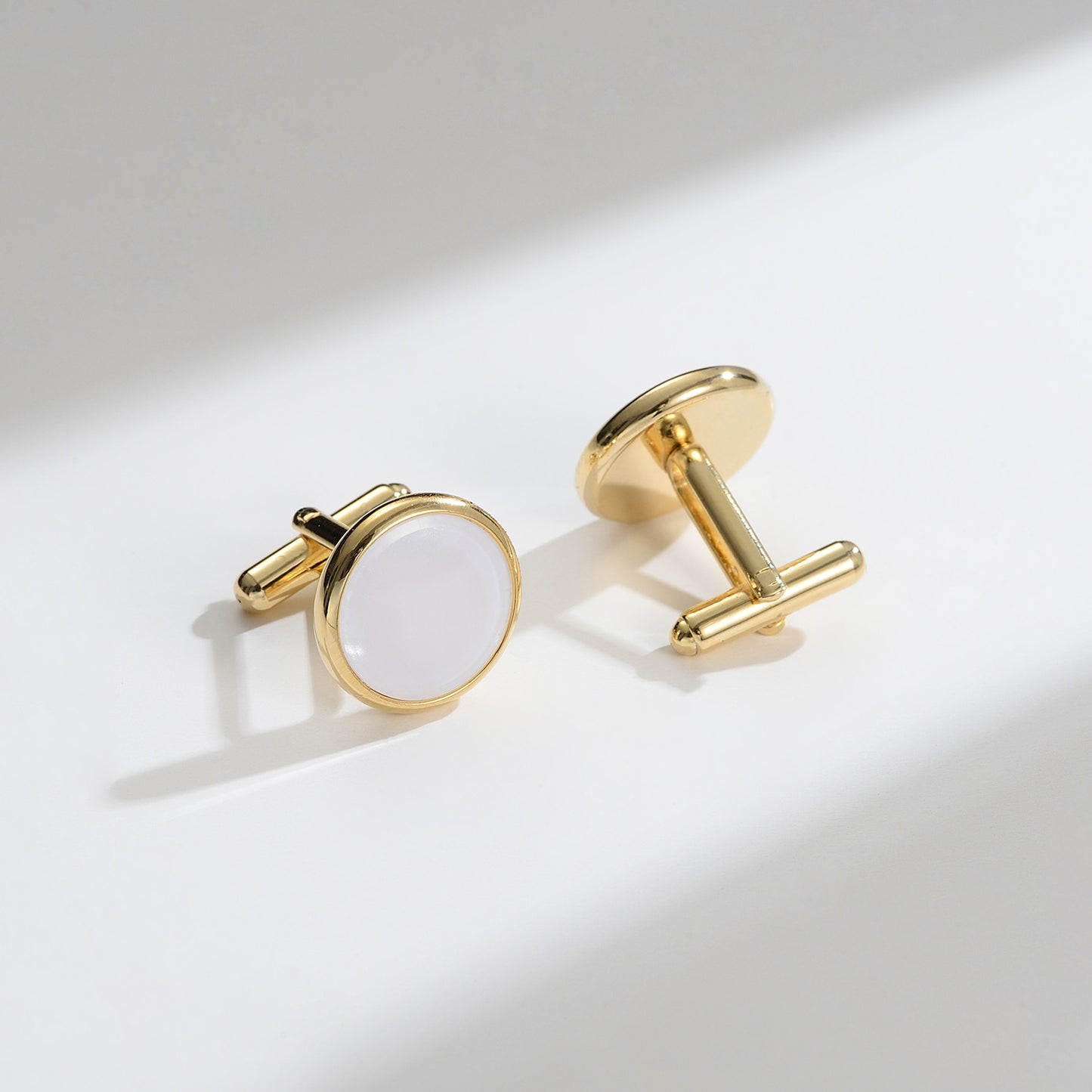 UJOY Cufflinks and Studs Set Blanks Round 4 Colors Shirt Tuxedo Buttons Packed in Cufflink Box for Men