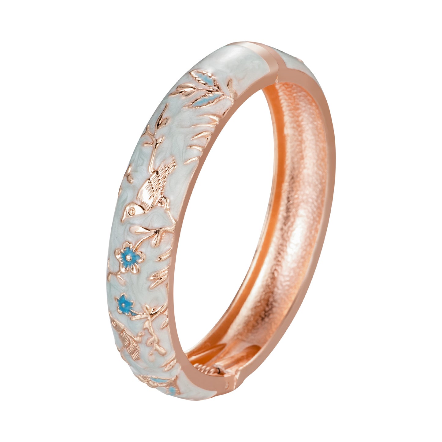UJOY Colors Handcraft Jewelry Cloisonne Bracelet Enamel Bird Flower Spring Hinged Womens Bangles