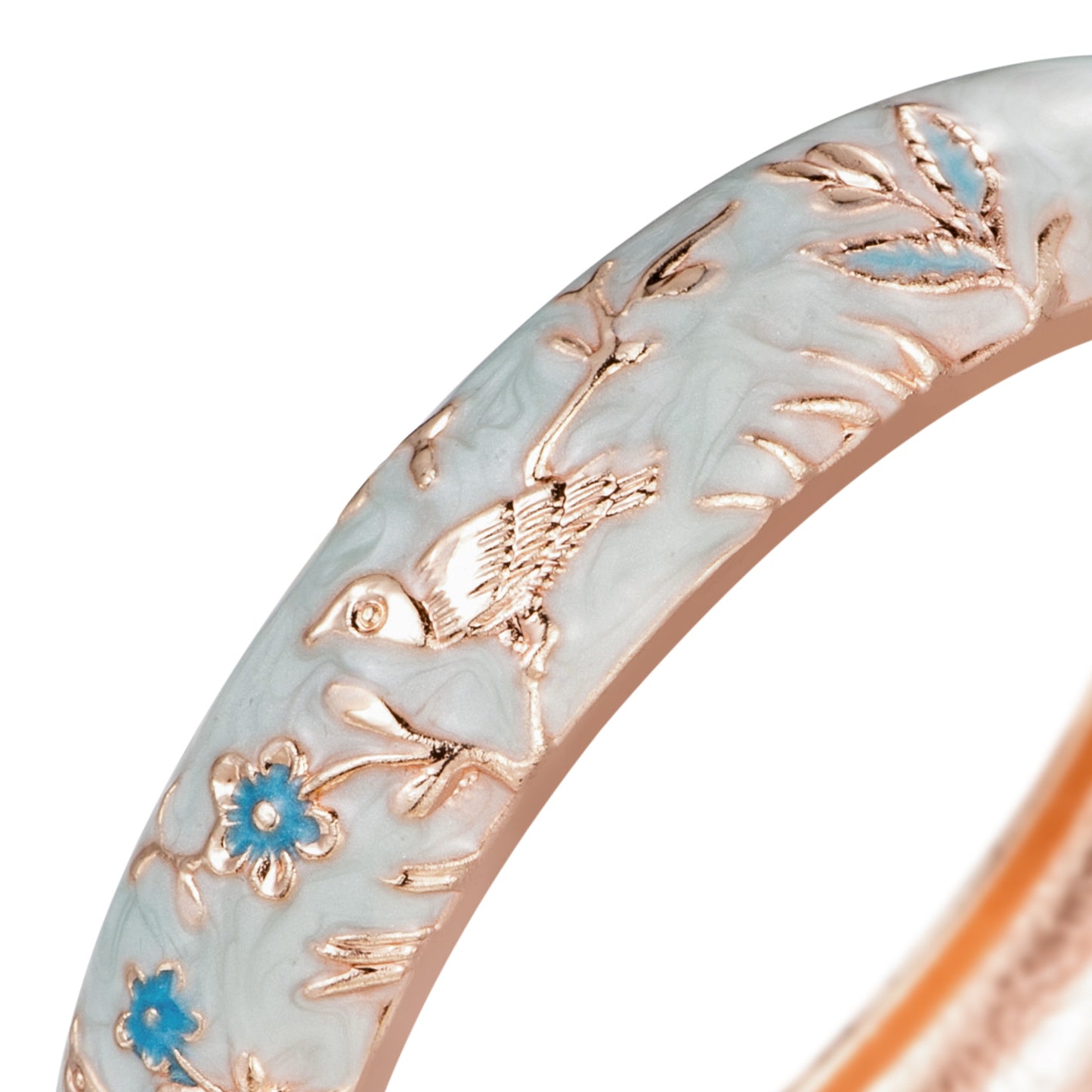 UJOY Colors Handcraft Jewelry Cloisonne Bracelet Enamel Bird Flower Spring Hinged Womens Bangles
