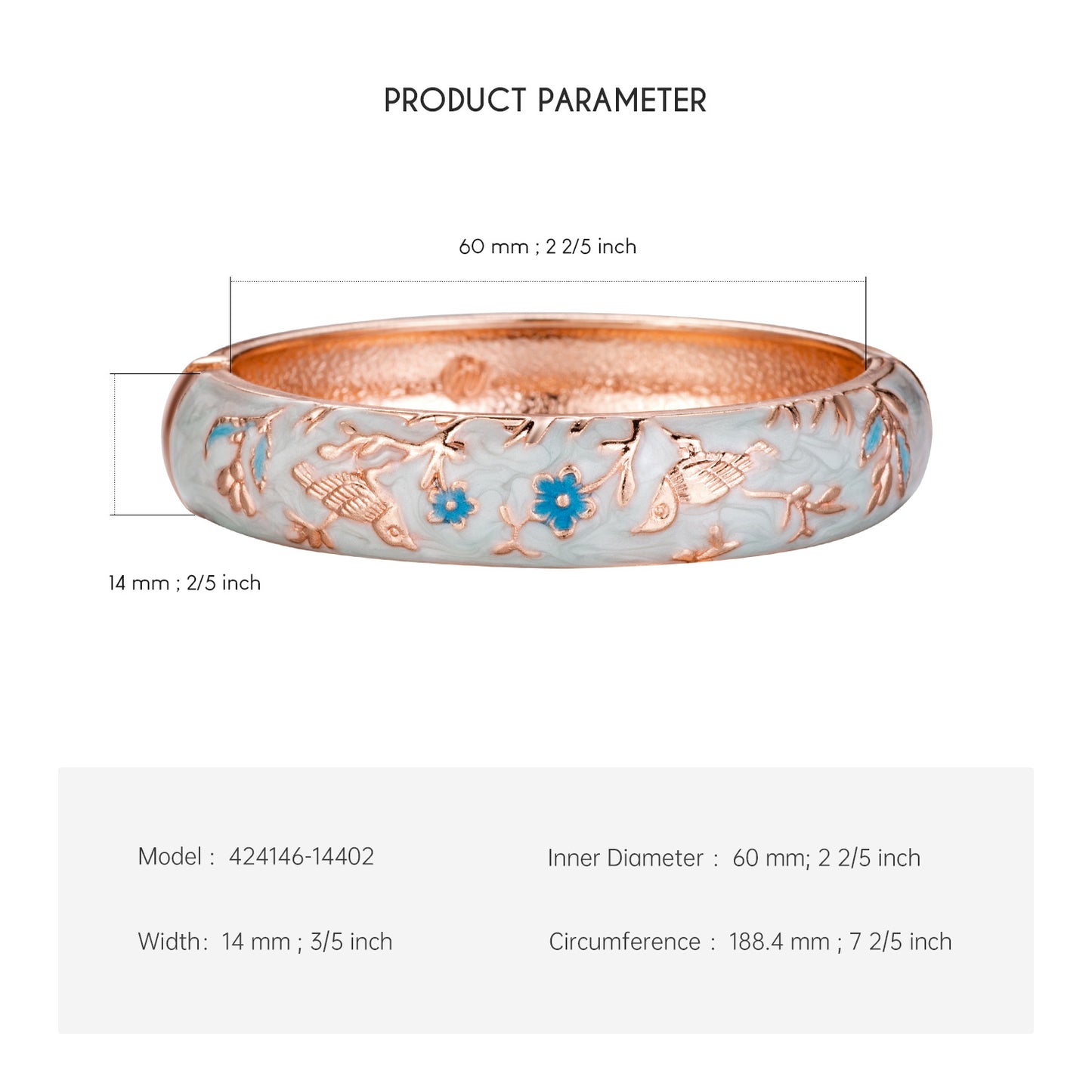 UJOY Colors Handcraft Jewelry Cloisonne Bracelet Enamel Bird Flower Spring Hinged Womens Bangles