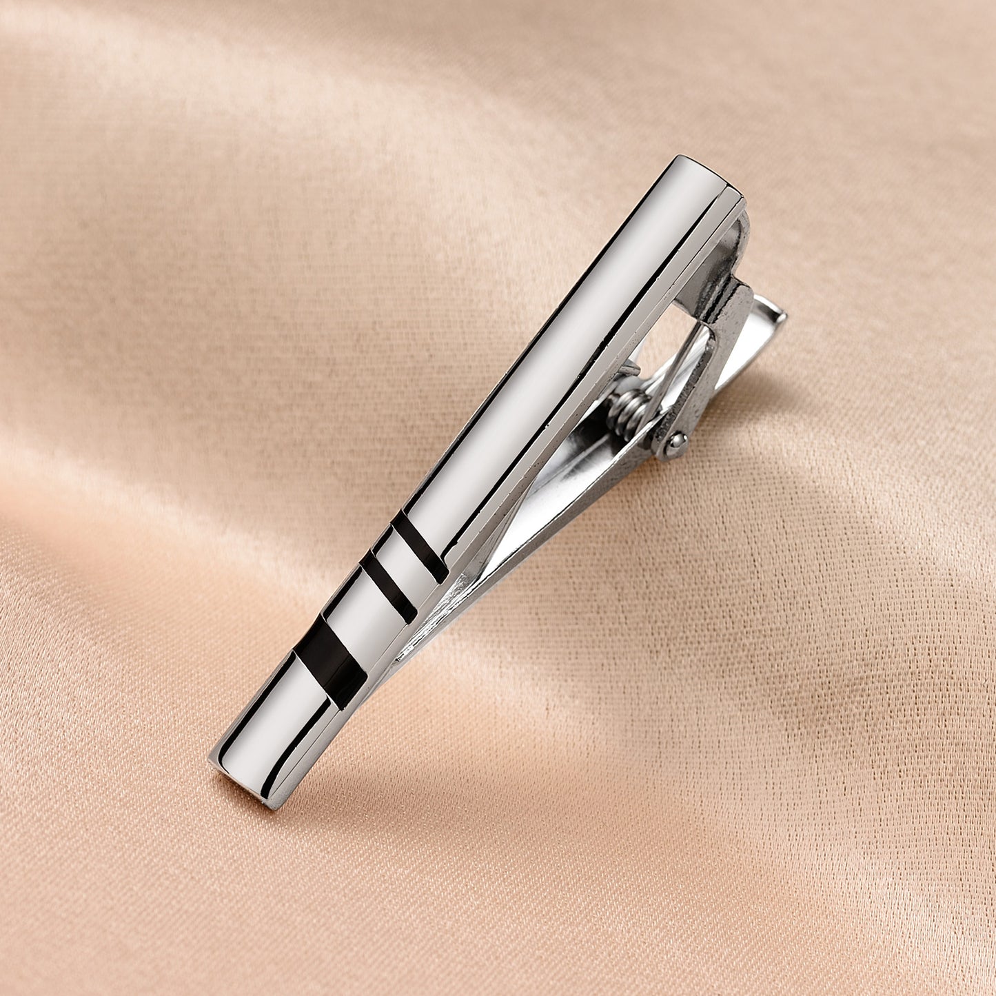 UJOY Tie Clips for Men, 3 Pcs Tie Bars Pinch Clip Set Silver Black 2.3 Inches Business Shirt Necktie Parts